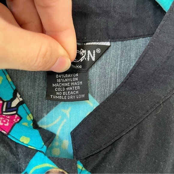 CITRÓN Santa Monica colorful blouse geisha figure pattern small - Picture 3 of 6